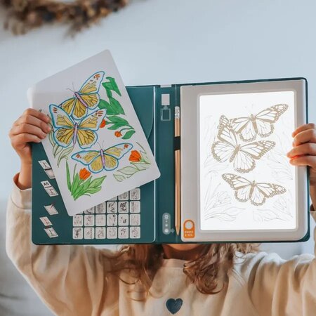 Tableta iluminata de desenat cu modele Kidydraw Pad, Animals, 8 ani+, 30 ilustratii, Kidywolf 805520