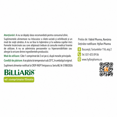 Billiaris, 40 comprimate, Hyllan 805763