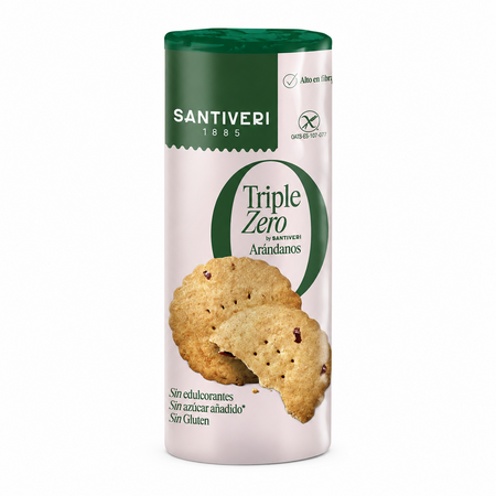 Biscuiti cu merisoare Triple Zero, 205 g, Santiveri