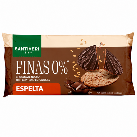 Biscuiti fini din grau Spelta si Ciocolata neagra, 90 g, Santiveri