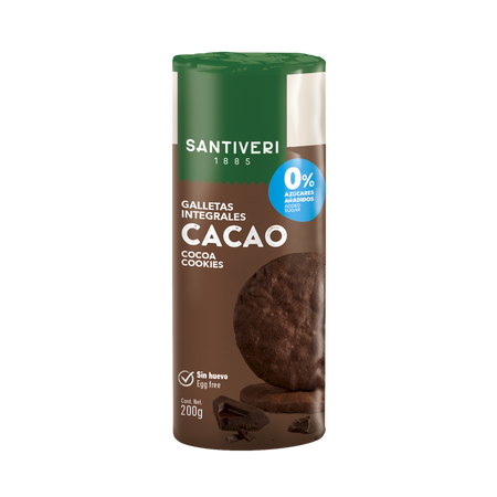 Biscuiti integrali cu cacao, 200 g, Santiveri