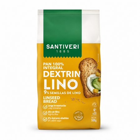 Paine prajita dextrinata cu seminte de in, 300 g, Santiveri
