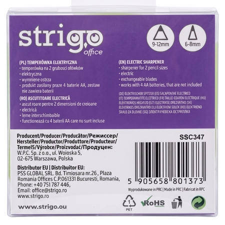 Ascutitoare electrica cu doua dimensiuni, Verde deschis, Strigo 807163