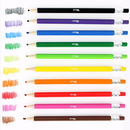 Set 10 creioane colorate mecanice cu mina din grafit, 2.6 mm, Strigo 806746