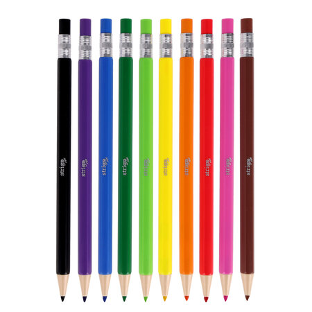 Set 10 creioane colorate mecanice cu mina din grafit, 2.6 mm, Strigo 806747