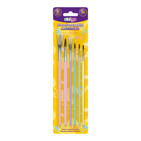 Set 6 pensule din lemn, Pastel, Strigo