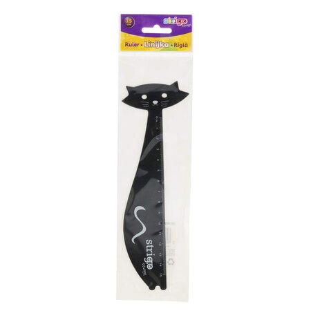Rigla din plastic, 15 cm, Pisica, Strigo