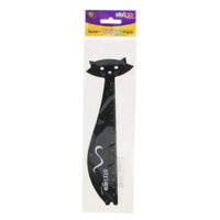 Rigla din plastic, 15 cm, Negru, Pisica, Strigo