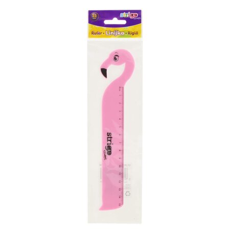 Rigla din plastic, 15 cm, Flamingo