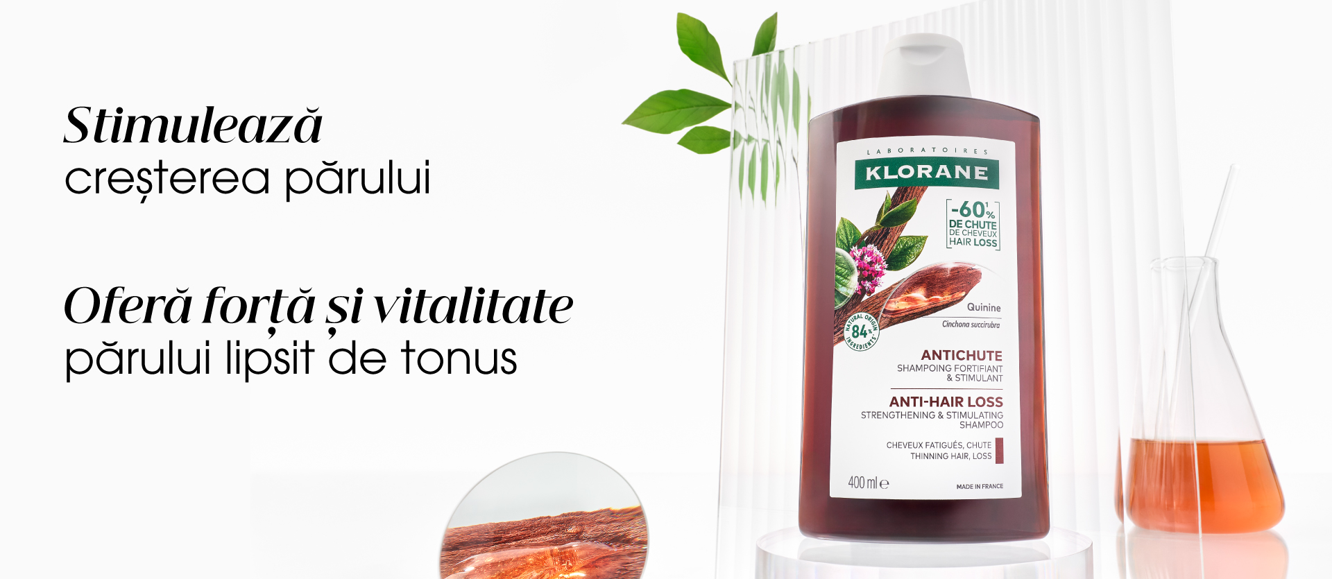 Klorane Chinina stimuleaza cresterea parului si ofera forta si vitalitate