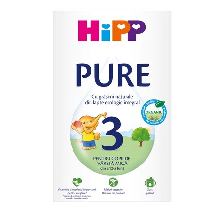 Lapte praf Formula de crestere Bio Pure 3, 12 luni+, 500 g, Hipp 807355