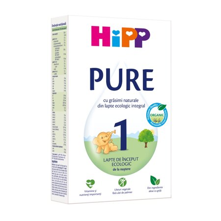 Lapte praf Formula de inceput Pure 1, 300 g, Hipp