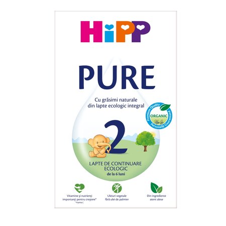 Lapte praf Formula de continuare Bio Pure 2, 6 luni+, 300 g, Hipp 807365