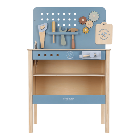 Banc de lucru din lemn FSC, Albastru, +3 ani, 1 bucata, Little Dutch
