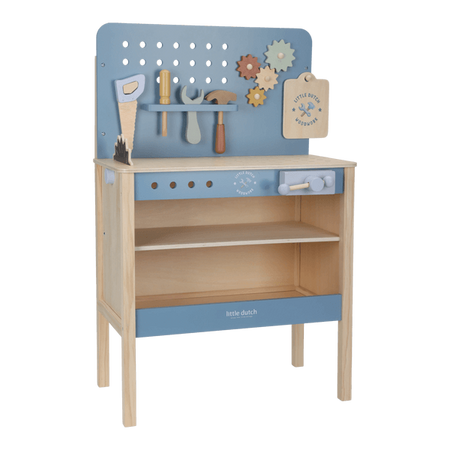Banc de lucru din lemn FSC, Albastru, +3 ani, Little Dutch 807384