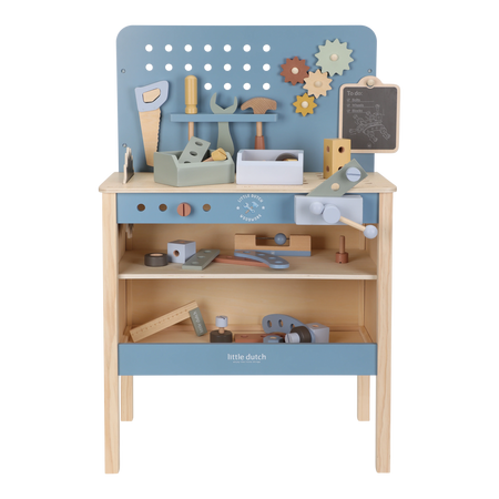 Banc de lucru din lemn FSC, Albastru, +3 ani, Little Dutch 807387