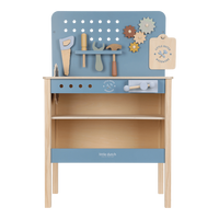 Banc de lucru din lemn FSC, Albastru, +3 ani, Little Dutch