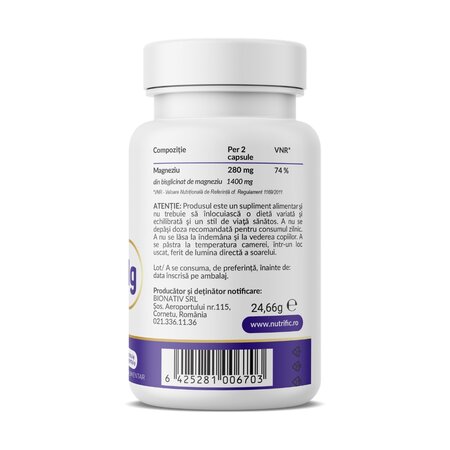 Magneziu Glicinat Optim, 30 capsule vegetale, Nutrific 807465