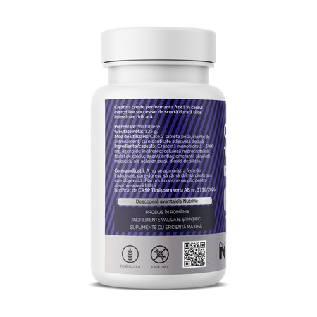 Creatina 1000 monohidrata, 90 tablete, Nutrific 807477
