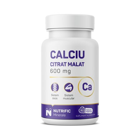 Calciu Citrat Malat, 600 mg, 90 capsule vegetale, Nutrific