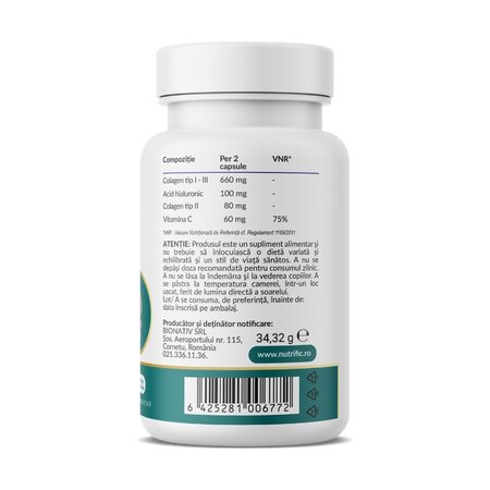 Colagen Tip II Nativ Avansat, 60 capsule vegetale, Nutrific 807490