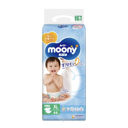 Scutece de unica folosinta Marshmallow Skin Leak Relief, marime XL, 12-17 kg, 44 bucati, Moony
