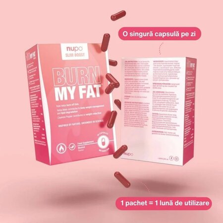 Supliment alimentar cu extract de yerba mate verde, nuca de cola si piper cayenne Burn My Fat, 30 capsule, Nupo 807605