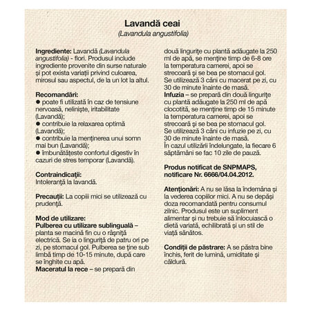 Ceai de lavanda, 50 g, Dacia Plant 808803
