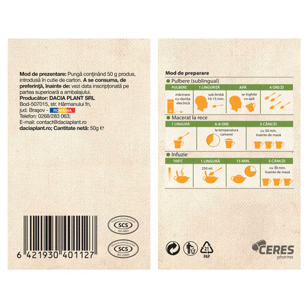 Ceai de galbenele, 50 g, Dacia Plant 808552