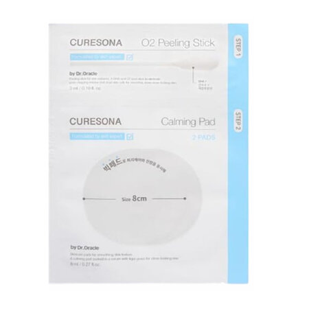 Set stick exfoliant + 2 Dischete Calmante O2 Calming Care Kit, Curesona