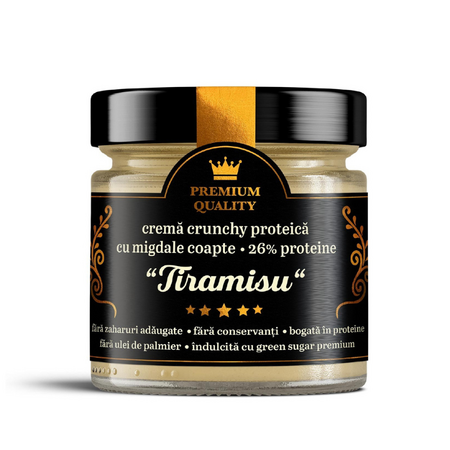 Crema crunchy proteica cu migdale coapte Tiramisu, 250 g, Secretele Ramonei