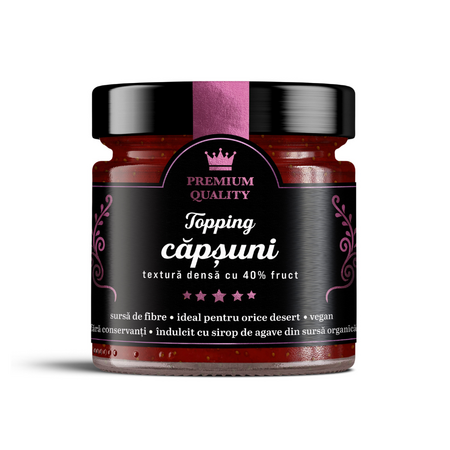 Topping cu textura densa si 40% fruct, Capsuni, 250 g, Secretele Ramonei