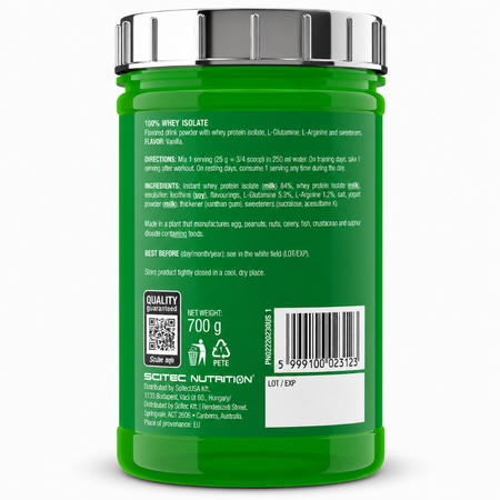Pudra proteica 100% Whey Isolate, Vanilie, 700 g, Scitec Nutrition 808374