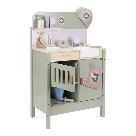 Cabinet veterinar cu accesorii din lemn FSC, Verde, Little Dutch