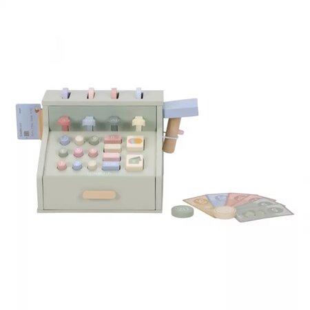 Casa de marcat cu scaner si accesorii din lemn FSC, +3 ani, Little Dutch 808406