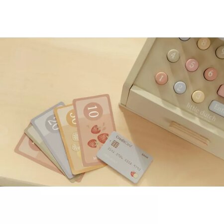 Casa de marcat cu scaner si accesorii din lemn FSC, +3 ani, Little Dutch 808409
