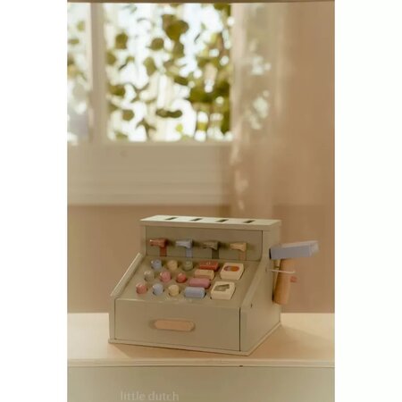 Casa de marcat cu scaner si accesorii din lemn FSC, +3 ani, Little Dutch 808405