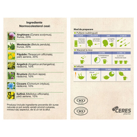 Ceai normocolesterol, 50 g, Dacia Plant 808916