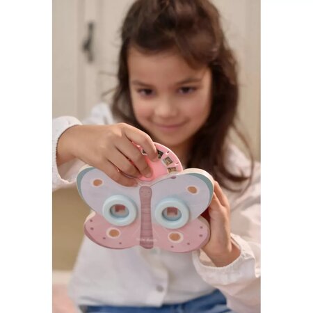 Dispozitiv din lemn cu discuri cu imagini in forma de fluture Fairy Garden, 3 ani+, Little Dutch 808964