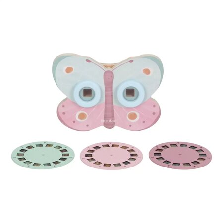 Dispozitiv din lemn cu discuri cu imagini in forma de fluture Fairy Garden, 3 ani+, Little Dutch