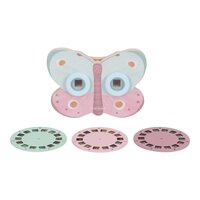 Dispozitiv din lemn cu discuri cu imagini in forma de fluture Fairy Garden, 3 ani+, Little Dutch