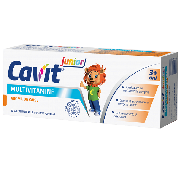 Multivitamine Cavit Junior, 3 ani+, 20 tablete masticabile, Biofarm