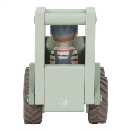 Tractor din lemn FSC cu fermier, Verde, 18 luni+, Little Dutch 809273