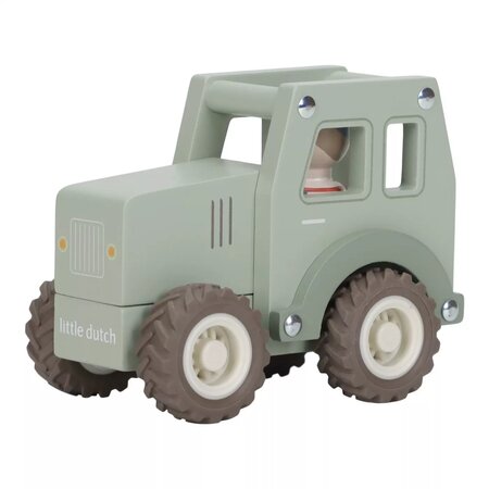Tractor din lemn FSC cu fermier, Verde, 18 luni+, Little Dutch 809278
