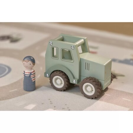 Tractor din lemn FSC cu fermier, Verde, 18 luni+, Little Dutch 809275