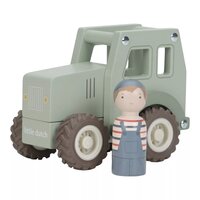 Tractor din lemn FSC cu fermier, Verde, 18 luni+, Little Dutch