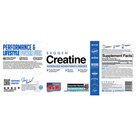 Creatina, Blue Raspberry Blast, 272 g, Evogen 809476
