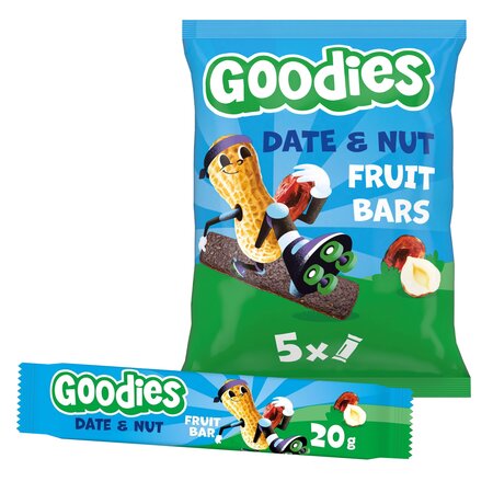 Batoane din fructe cu arahide, curmale si alune de padure, 3 ani+, 5 x 20 g, Goodies Snacks 809762