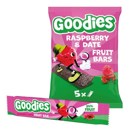 Batoane din fructe cu zmeura si curmale, 3 ani+, 5 x 20 g, Goodies Snacks 809771