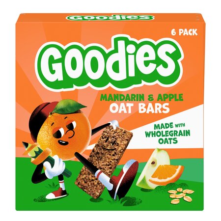 Batoane din ovaz integral cu mandarine si mere, 3 ani+, 6 x 23g, Goodies Snacks 809779